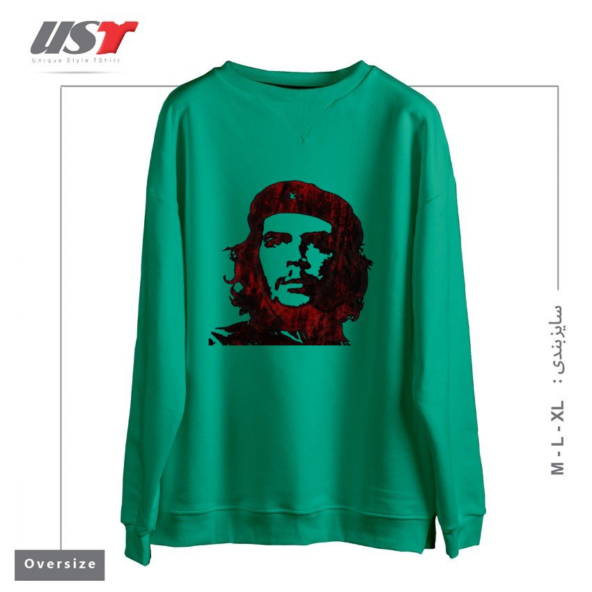 طرح ERNESTO CHE GUEVARA سوییشرت اورسایزرنگ سبز سدری