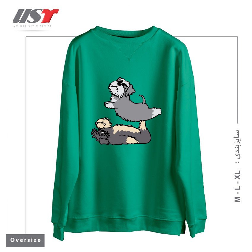 طرح ACROYOGA SCHNAUZER سوییشرت اورسایزرنگ سبز سدری