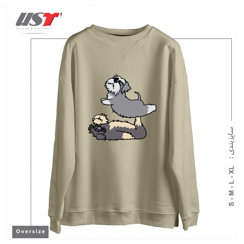 طرح ACROYOGA SCHNAUZER سوییشرت اورسایزرنگ نخودی