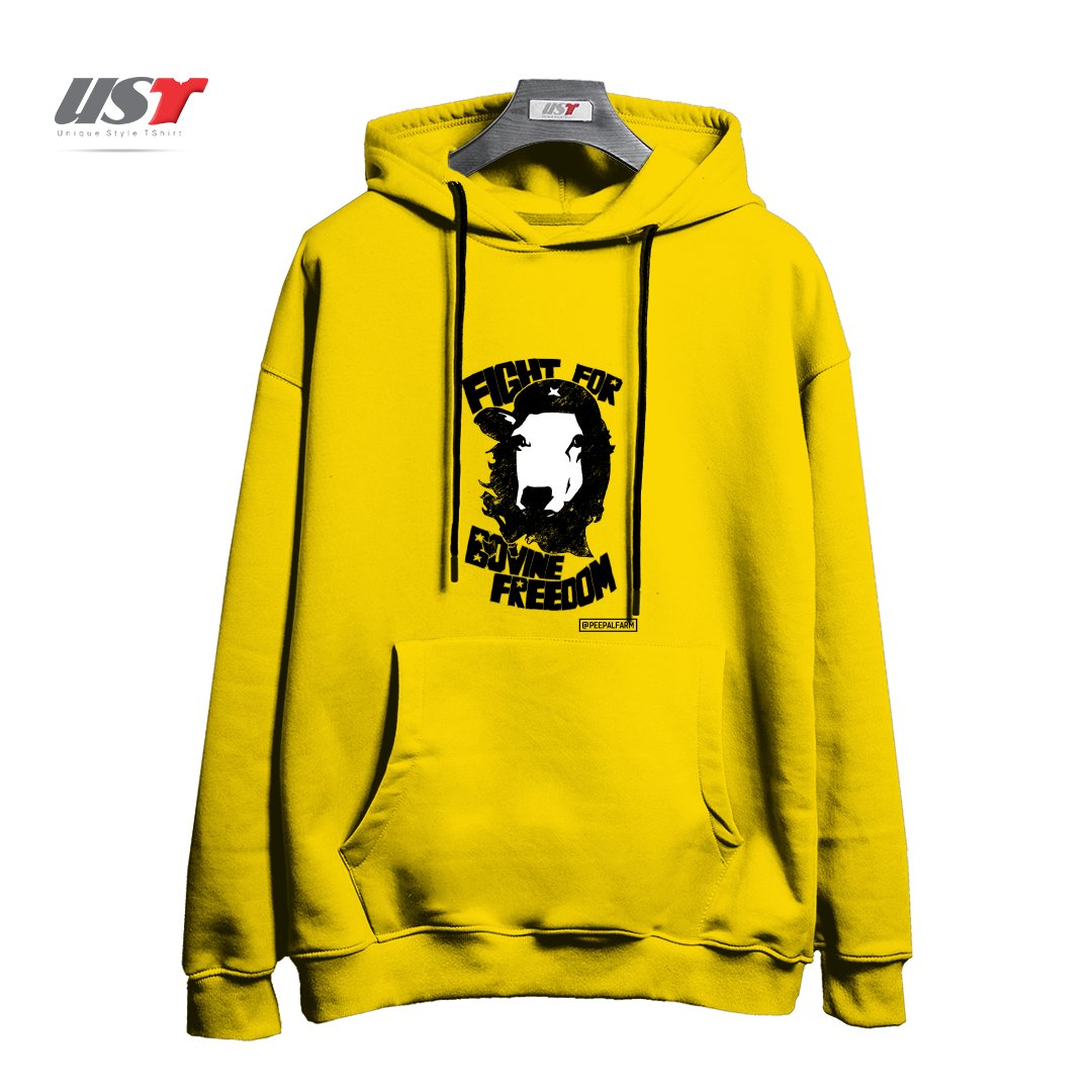 طرح FIGHT FOR BOVINE FREEDOM هودی اورسایزرنگ زرد
