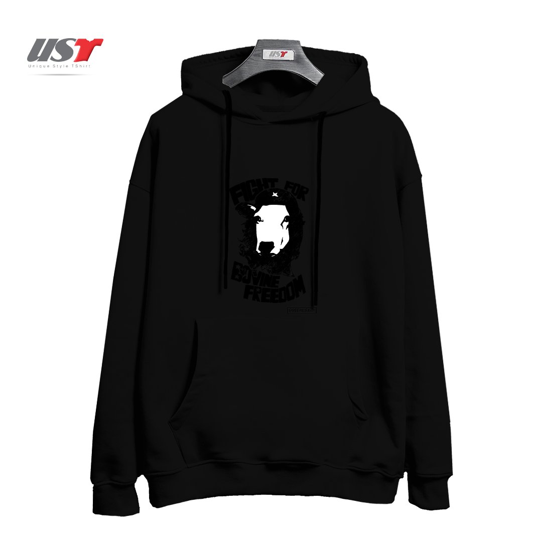 طرح FIGHT FOR BOVINE FREEDOM هودی اورسایزرنگ مشکی