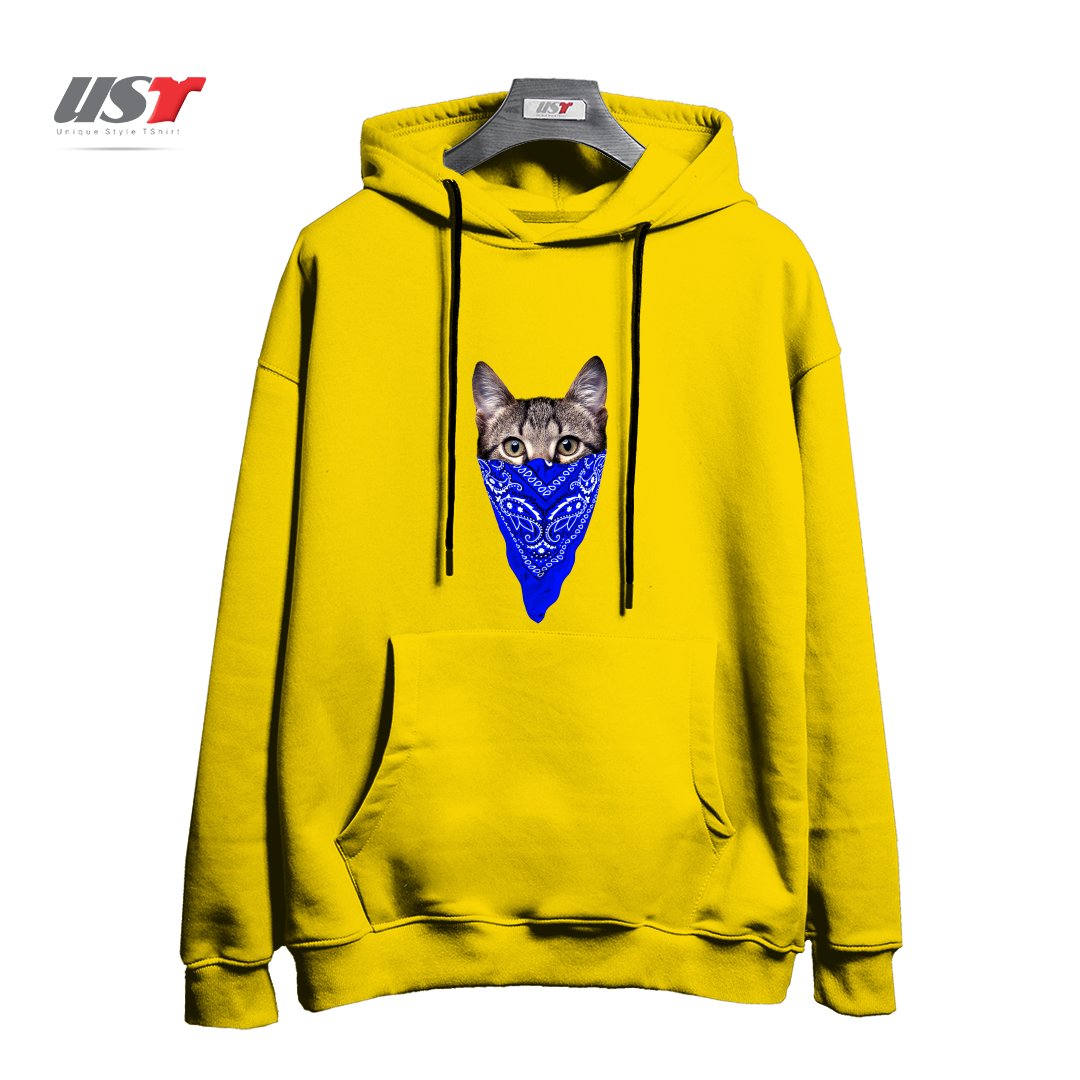 هودی اورسایز طرح GANGSTER CAT (BLUE BANDANA)