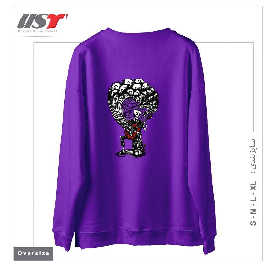 طرح GUITAR PLAYER CALAVERA سوییشرت اورسایزرنگ بنفش