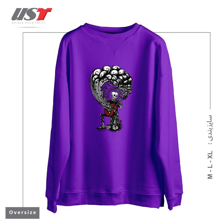 طرح GUITAR PLAYER CALAVERA سوییشرت اورسایزرنگ بنفش