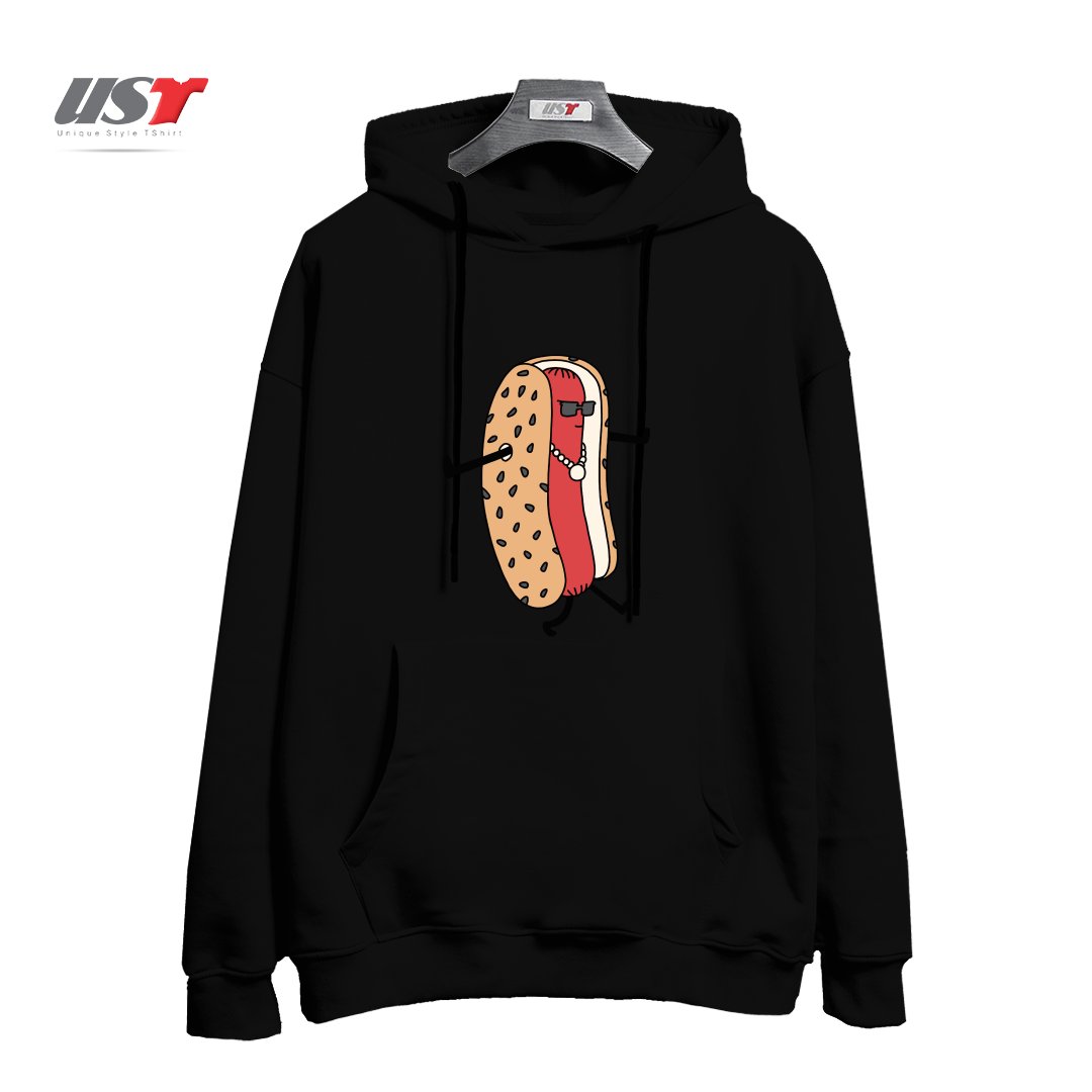 طرح HOT DOGGIN' هودی اورسایزرنگ مشکی
