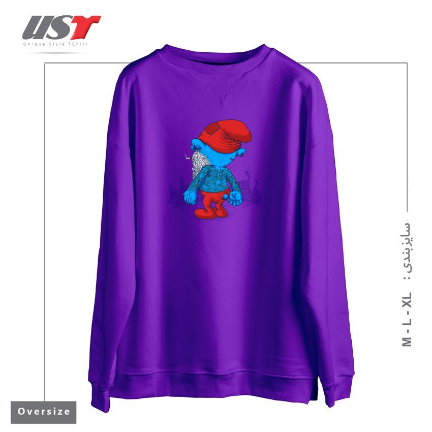 طرح IT'S A HARD LIFE سوییشرت اورسایزرنگ بنفش