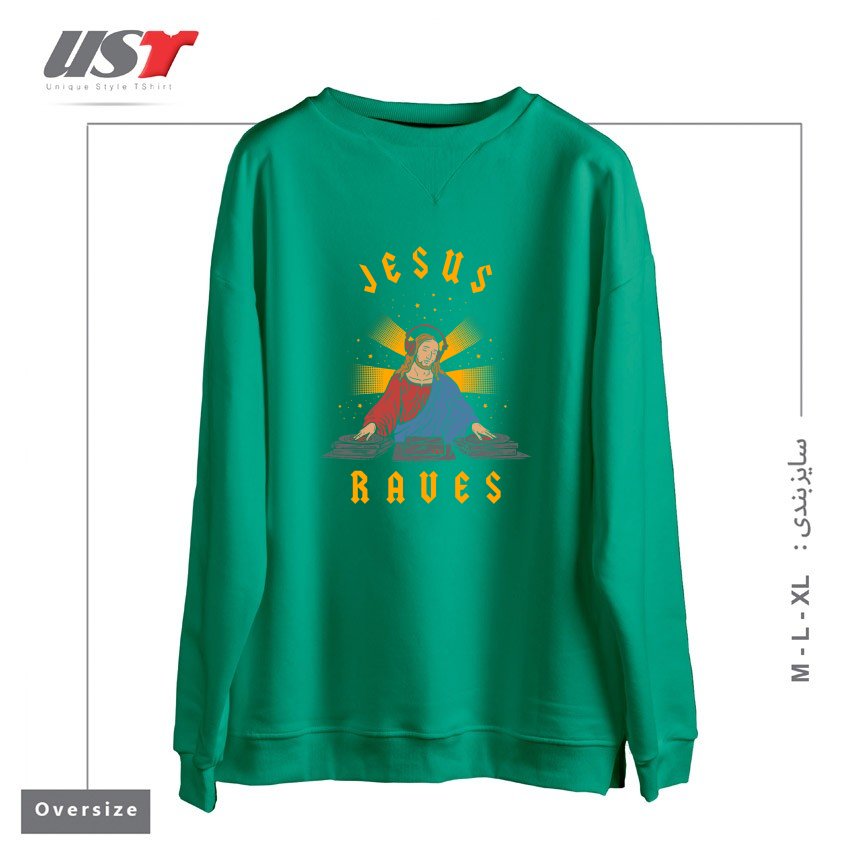 سوییشرت اورسایز طرح JESUS RAVES