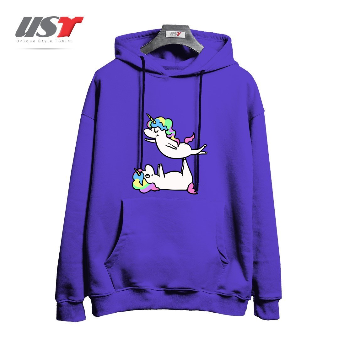 طرح ACROYOGA UNICORN هودی اورسایزرنگ بنفش