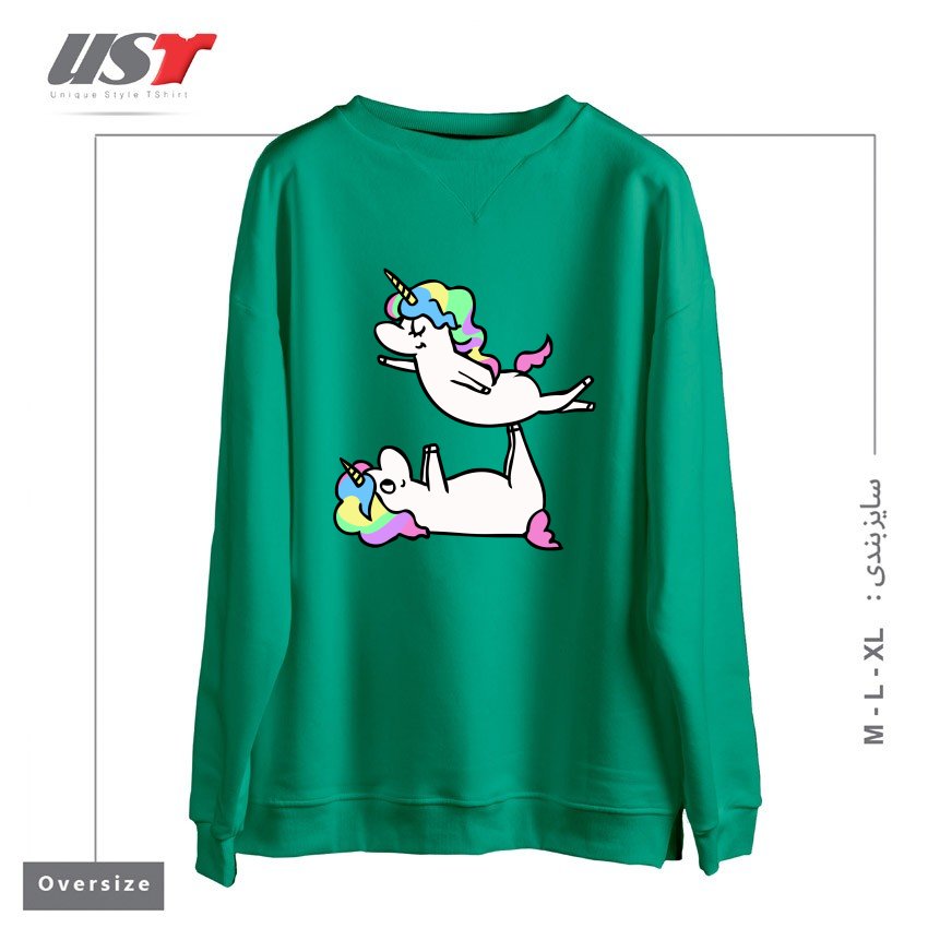 سوییشرت اورسایز طرح ACROYOGA UNICORN