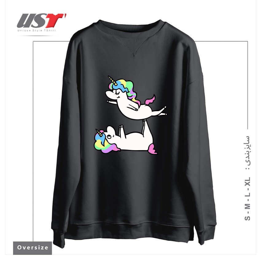 طرح ACROYOGA UNICORN سوییشرت اورسایزرنگ دودی