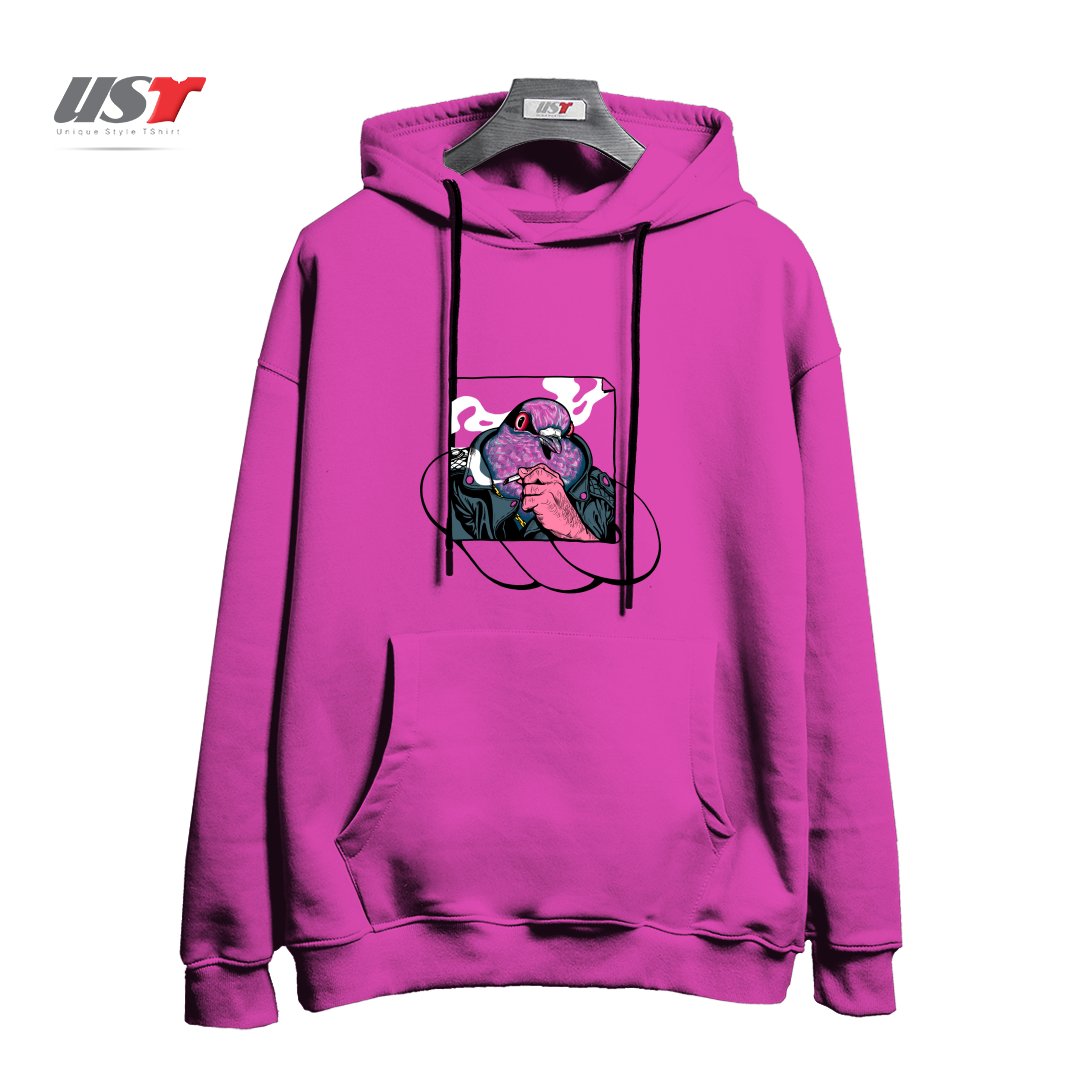 طرح MAFIA PIGEON هودی اورسایزرنگ صورتی