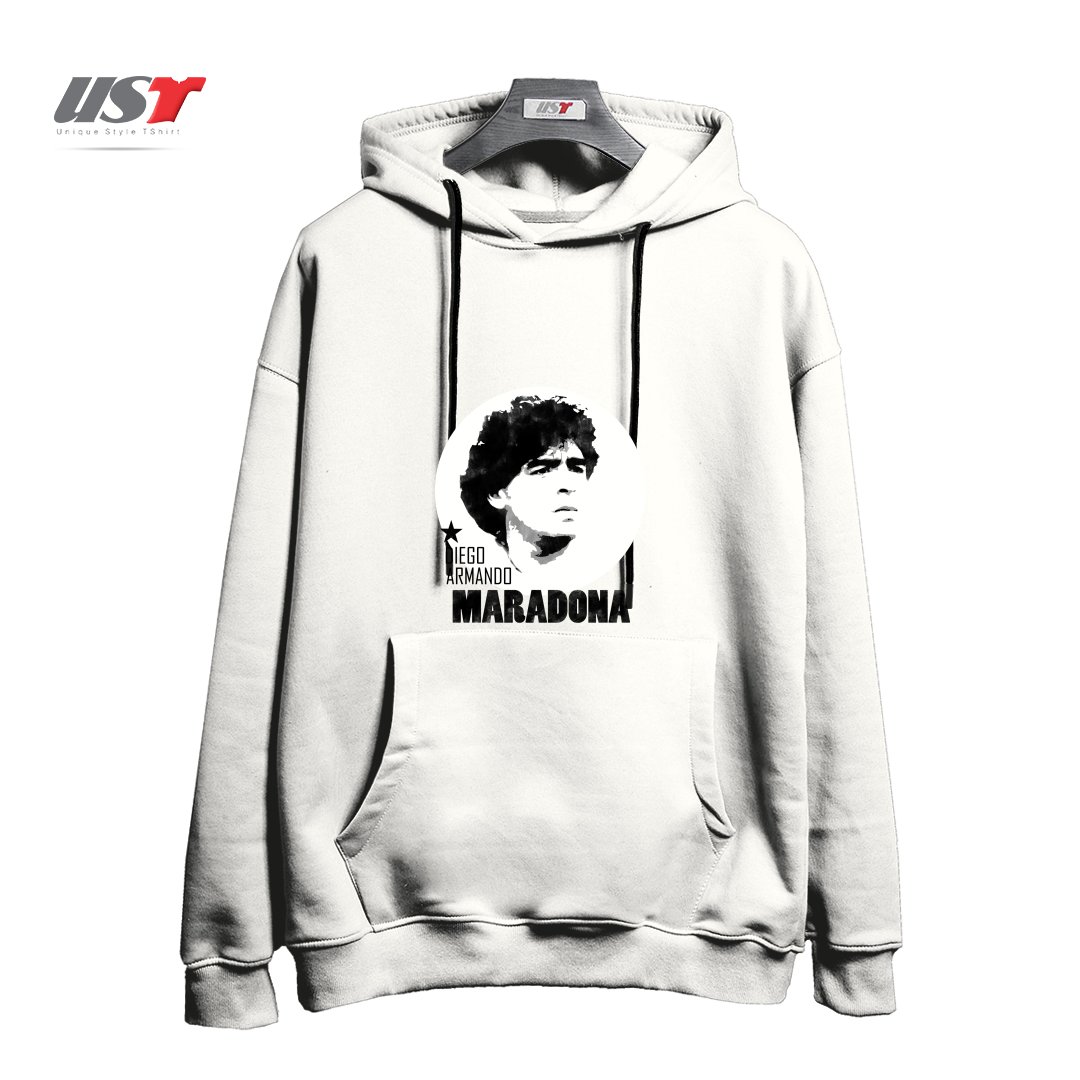 طرح MARADONA3 هودی اورسایزرنگ سفید