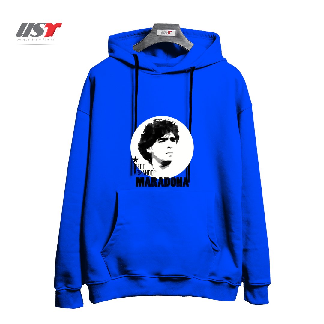 طرح MARADONA3 هودی اورسایزرنگ آبی شالی