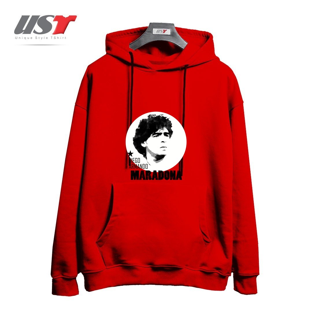 طرح MARADONA3 هودی اورسایزرنگ قرمز