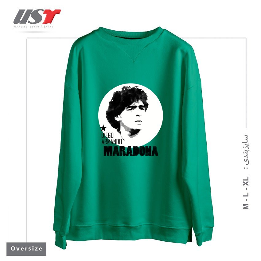 طرح MARADONA3 سوییشرت اورسایزرنگ سبز سدری
