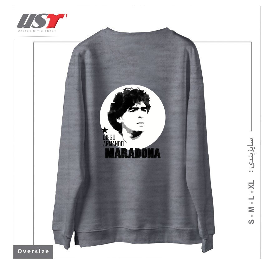 طرح MARADONA3 سوییشرت اورسایزرنگ طوسی ملانژ