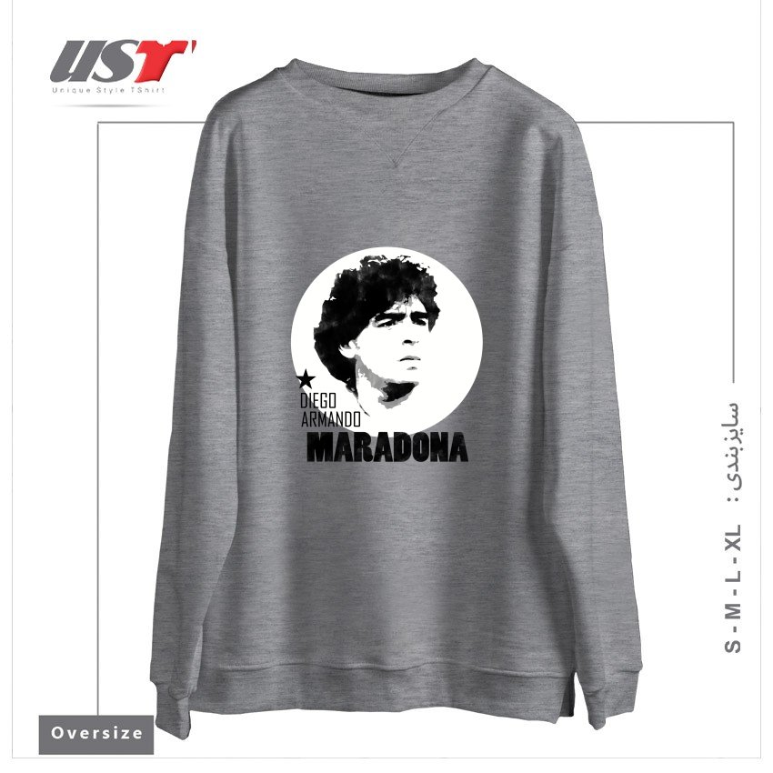طرح MARADONA3 سوییشرت اورسایزرنگ طوسی ملانژ
