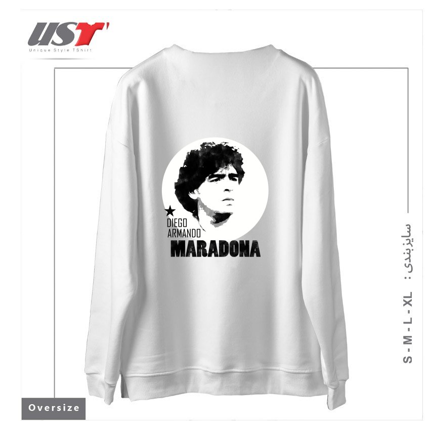 طرح MARADONA3 سوییشرت اورسایزرنگ سفید