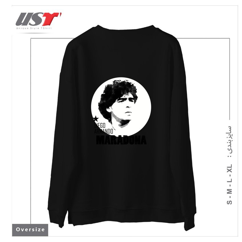 طرح MARADONA3 سوییشرت اورسایزرنگ مشکی