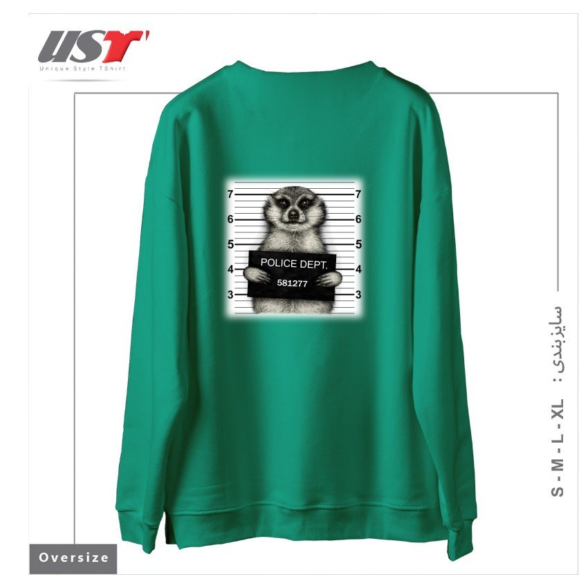 طرح MEERKAT MUGSHOT سوییشرت اورسایزرنگ سبز سدری