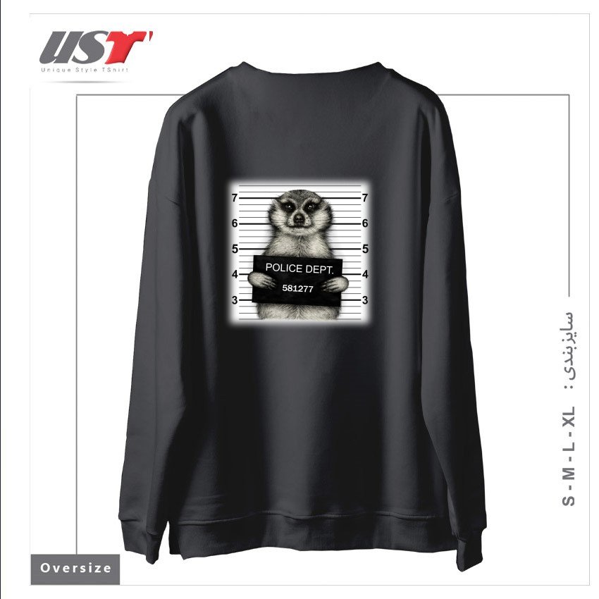 طرح MEERKAT MUGSHOT سوییشرت اورسایزرنگ دودی