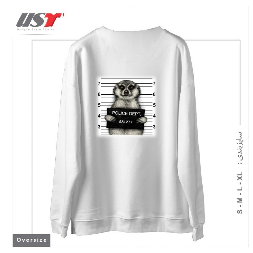 طرح MEERKAT MUGSHOT سوییشرت اورسایزرنگ سفید