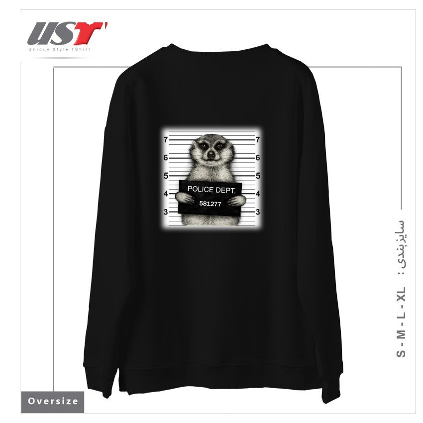 طرح MEERKAT MUGSHOT سوییشرت اورسایزرنگ مشکی