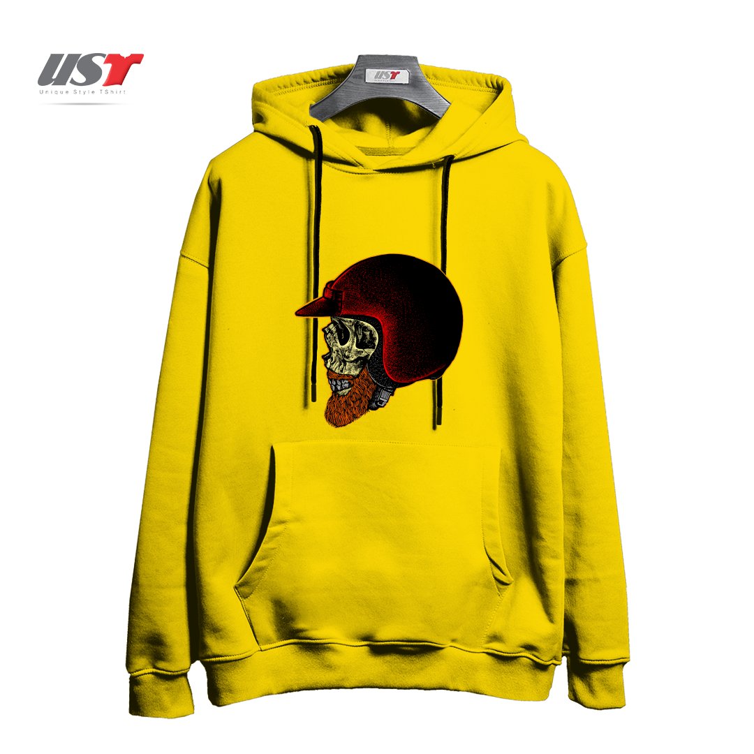 طرح MIGHTY BIKER هودی اورسایزرنگ زرد