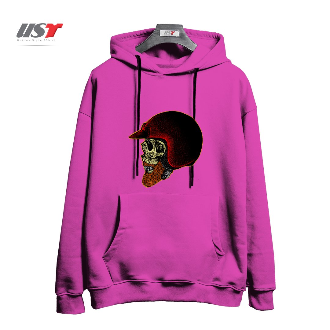 طرح MIGHTY BIKER هودی اورسایزرنگ صورتی