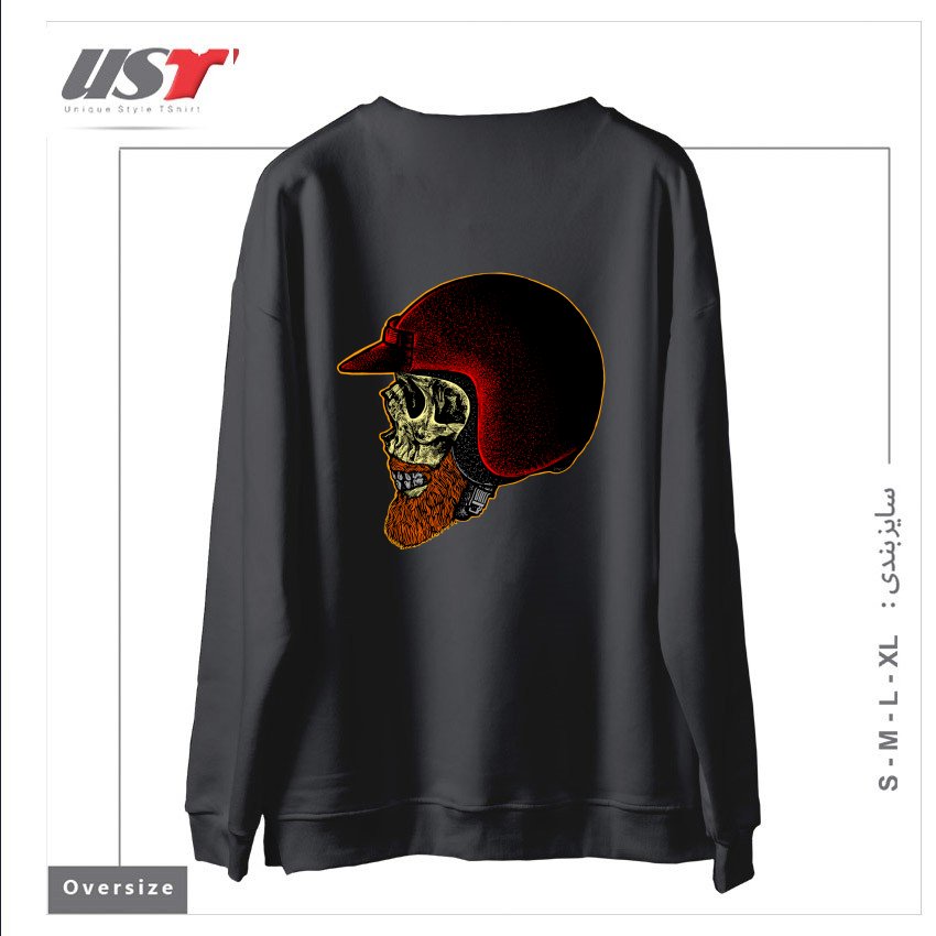 طرح MIGHTY BIKER سوییشرت اورسایزرنگ دودی