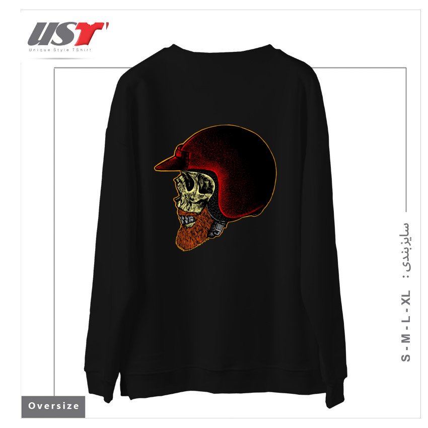 طرح MIGHTY BIKER سوییشرت اورسایزرنگ مشکی