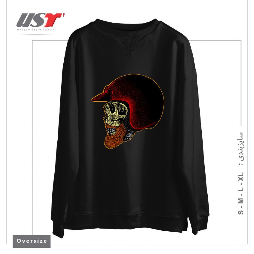 طرح MIGHTY BIKER سوییشرت اورسایزرنگ مشکی