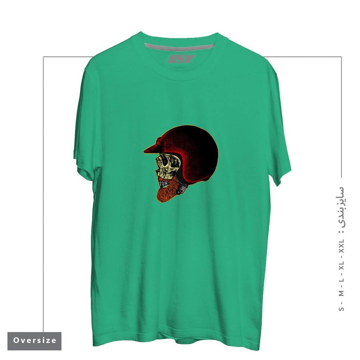 طرح MIGHTY BIKER تیشرت اورسایزرنگ سبز