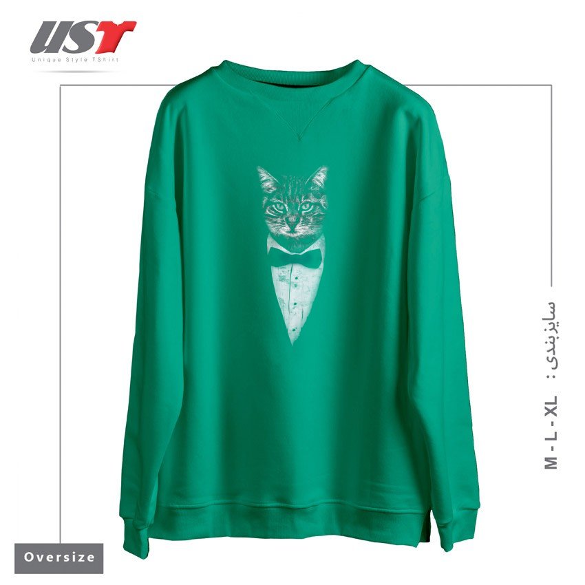 طرح MR CAT سوییشرت اورسایزرنگ سبز سدری