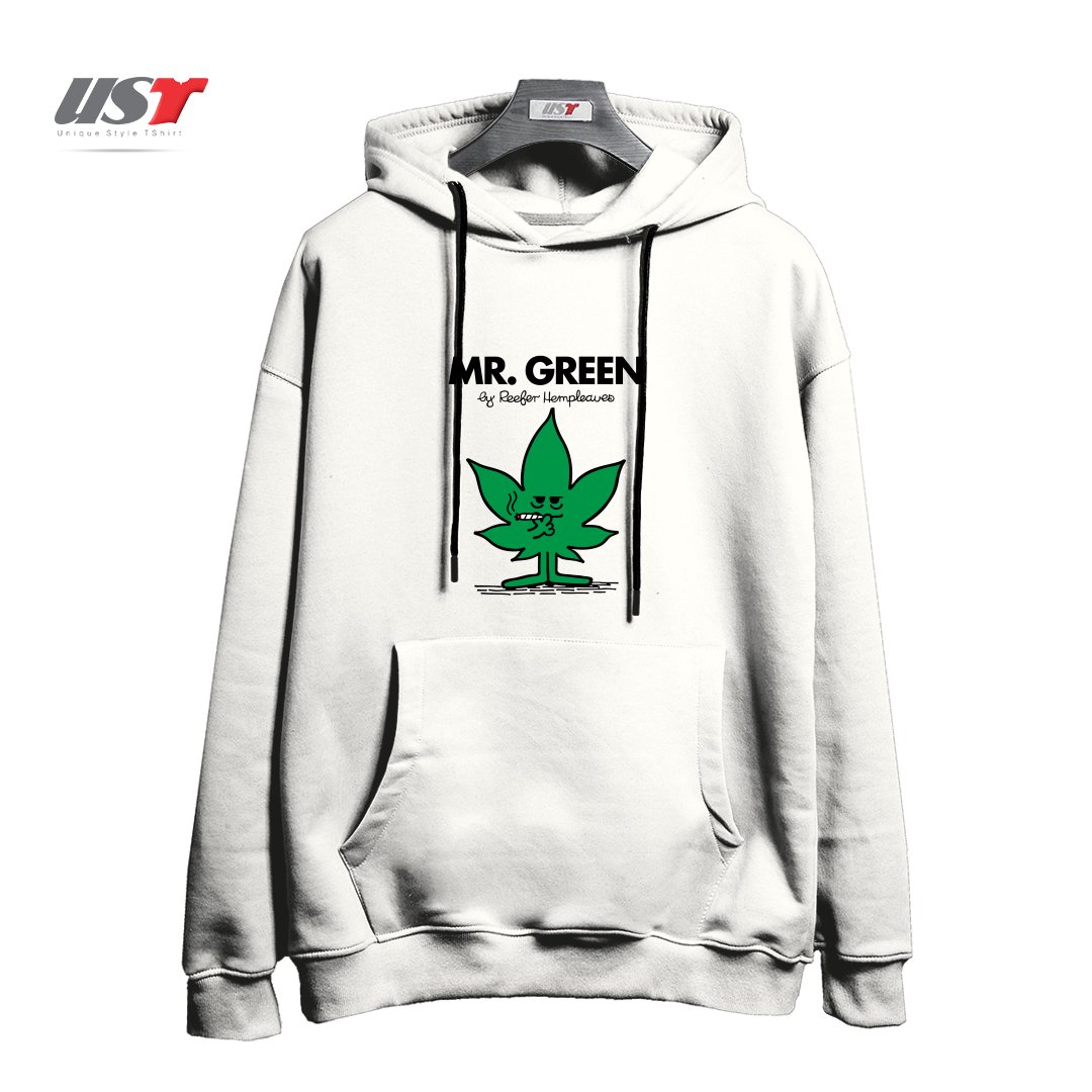 طرح MR. GREEN هودی اورسایزرنگ سفید