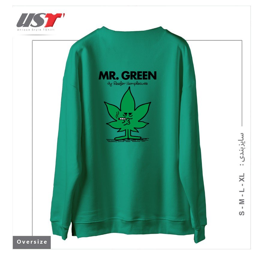 طرح MR. GREEN سوییشرت اورسایزرنگ سبز سدری