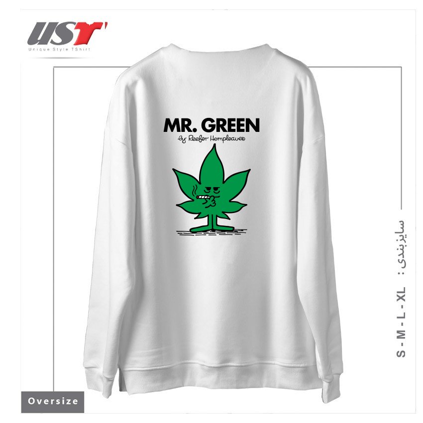 طرح MR. GREEN سوییشرت اورسایزرنگ سفید