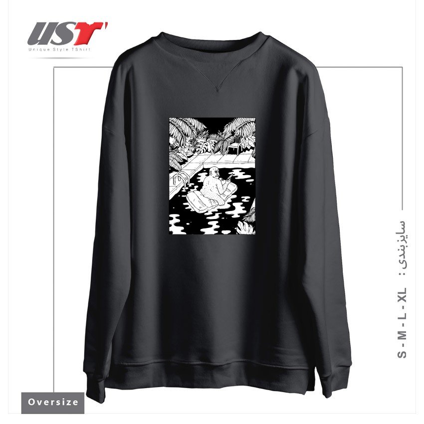 طرح NEVER REALLY RETIRED سوییشرت اورسایزرنگ دودی