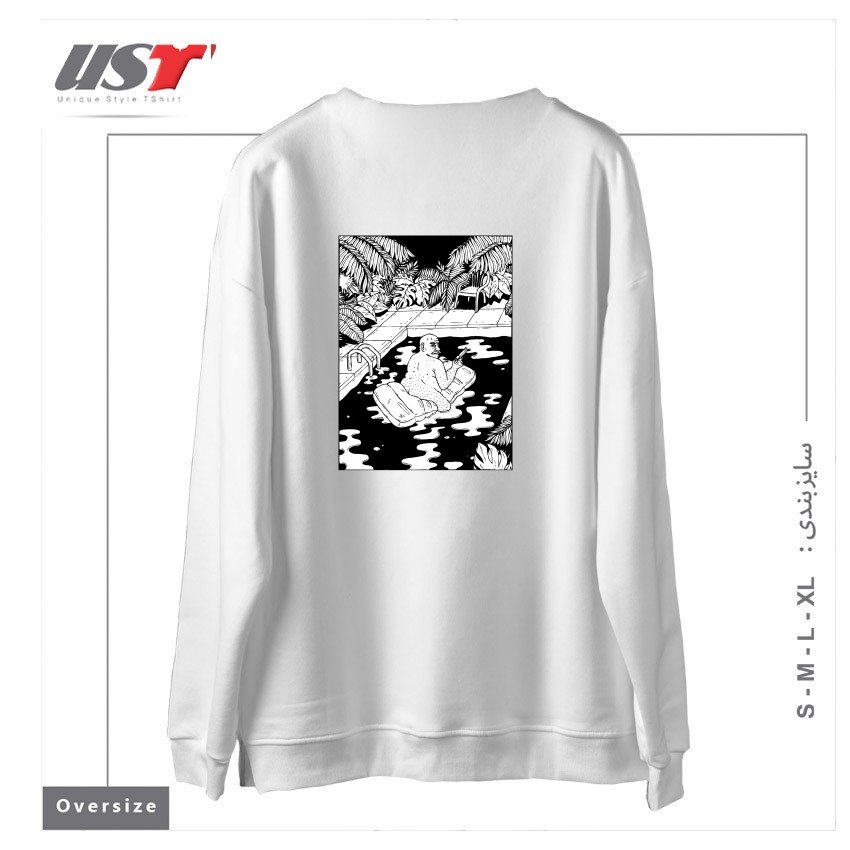 طرح NEVER REALLY RETIRED سوییشرت اورسایزرنگ سفید