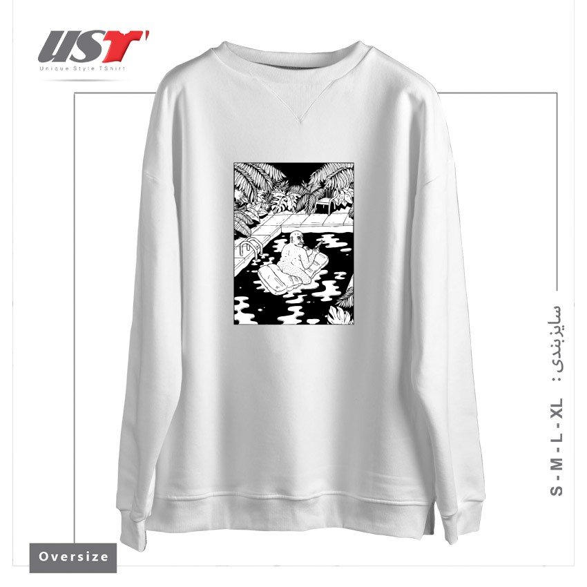 طرح NEVER REALLY RETIRED سوییشرت اورسایزرنگ سفید