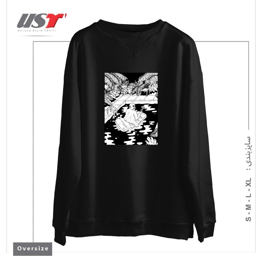 طرح NEVER REALLY RETIRED سوییشرت اورسایزرنگ مشکی