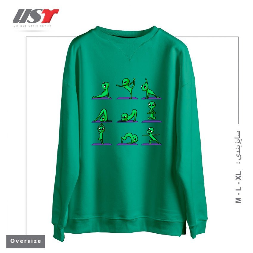 سوییشرت اورسایز طرح ALIEN YOGA