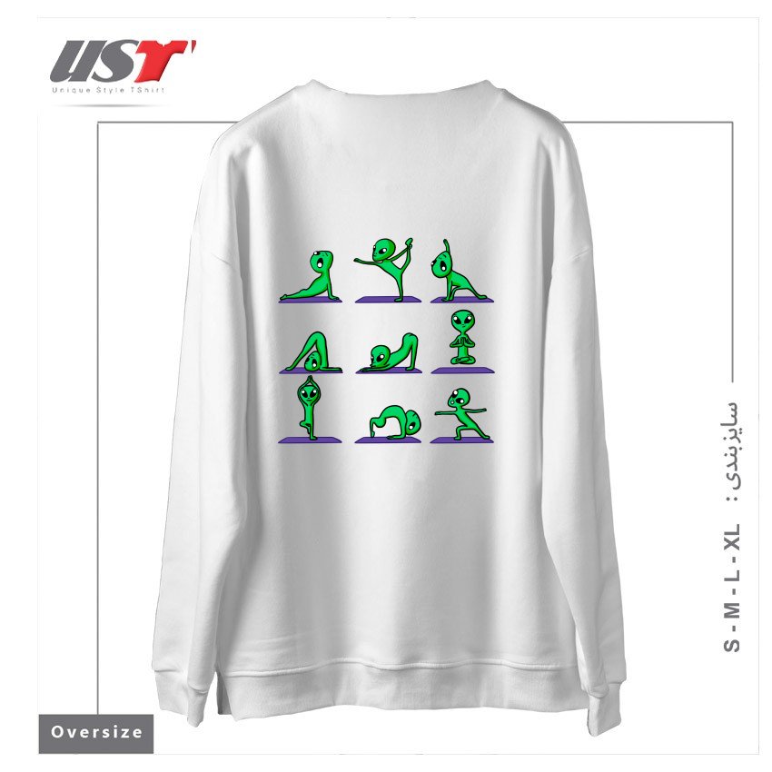 طرح ALIEN YOGA سوییشرت اورسایزرنگ سفید