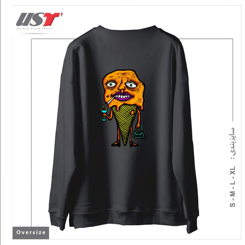 طرح ORANGE SHERBETTY سوییشرت اورسایزرنگ دودی