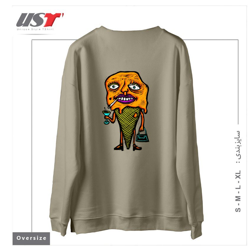 طرح ORANGE SHERBETTY سوییشرت اورسایزرنگ نخودی