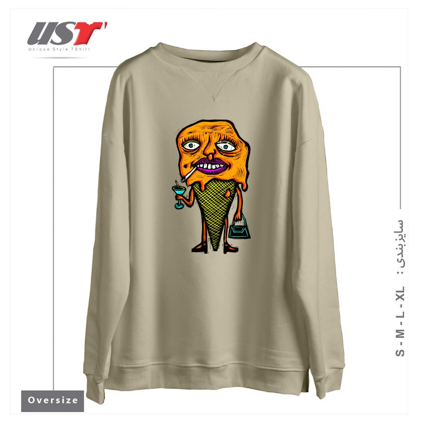 سوییشرت اورسایز طرح ORANGE SHERBETTY