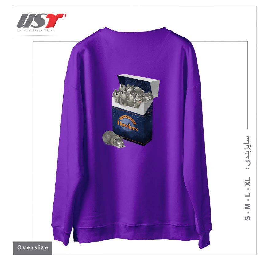 طرح PACK OF WOLVES سوییشرت اورسایزرنگ بنفش