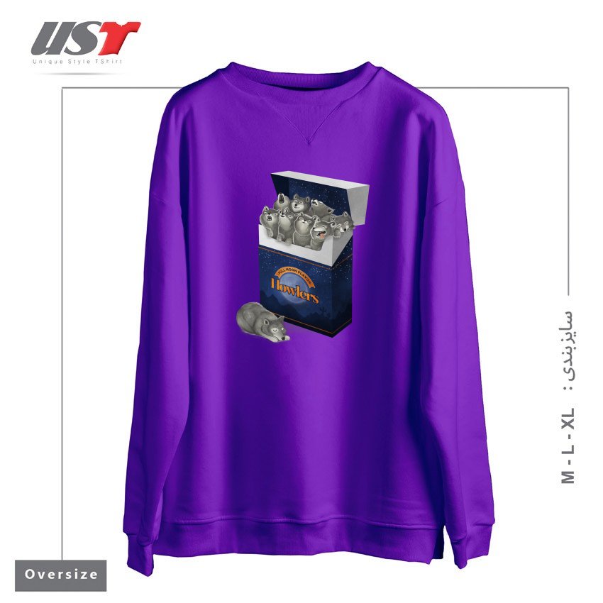 طرح PACK OF WOLVES سوییشرت اورسایزرنگ بنفش