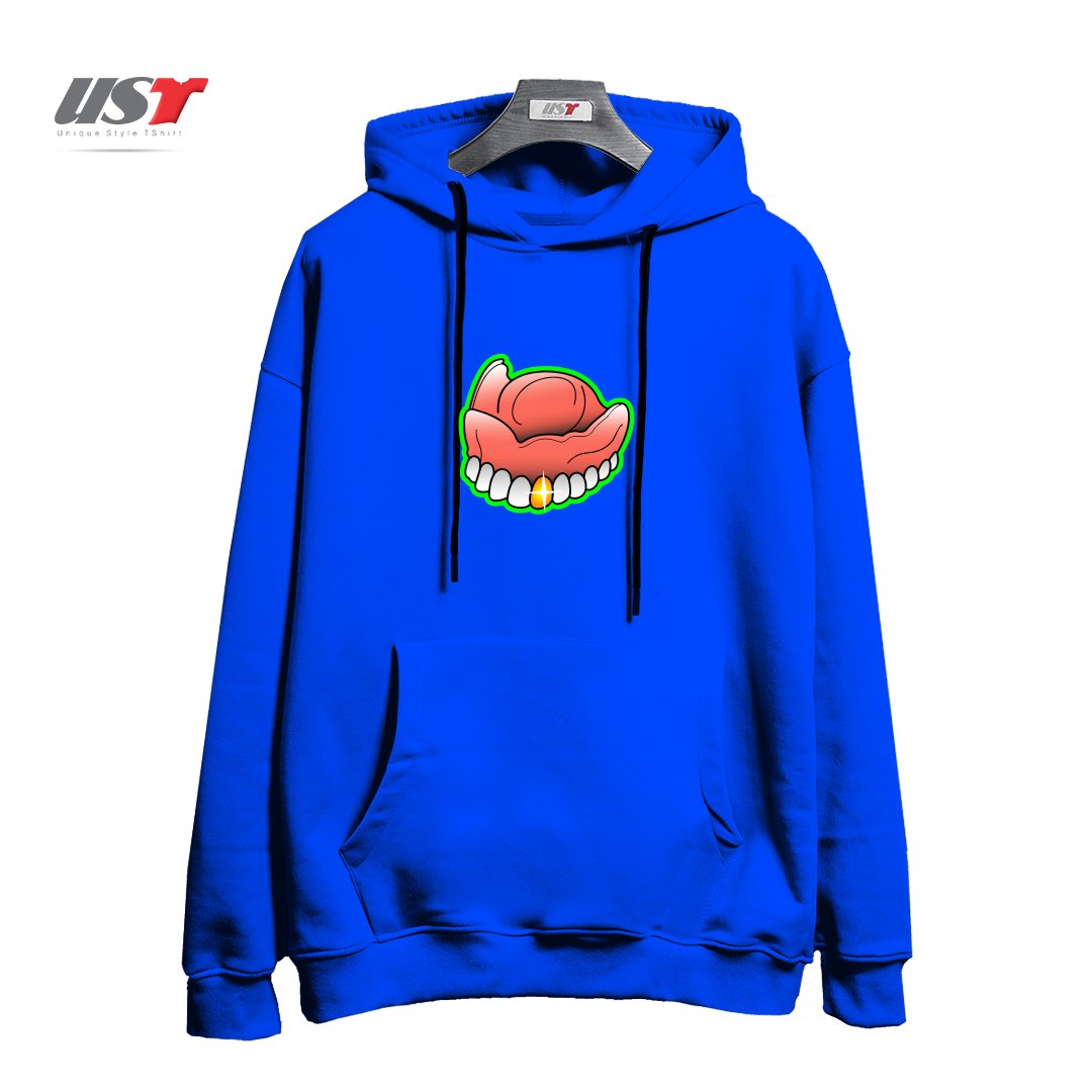 طرح PIMP TOOTH هودی اورسایزرنگ آبی شالی