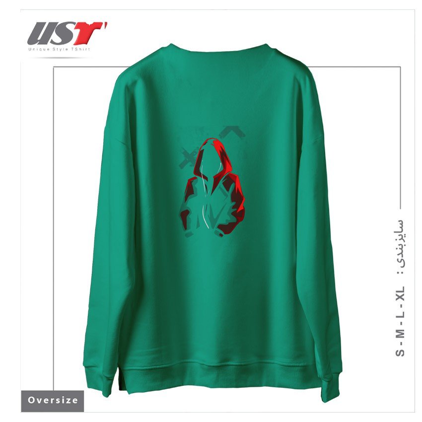 طرح RAPER سوییشرت اورسایزرنگ سبز سدری